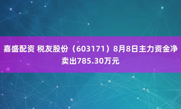 嘉盛配资 税友股份（603171）8月8日主力资金净卖出785.30万元