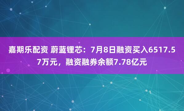 嘉期乐配资 蔚蓝锂芯：7月8日融资买入6517.57万元，融资融券余额7.78亿元